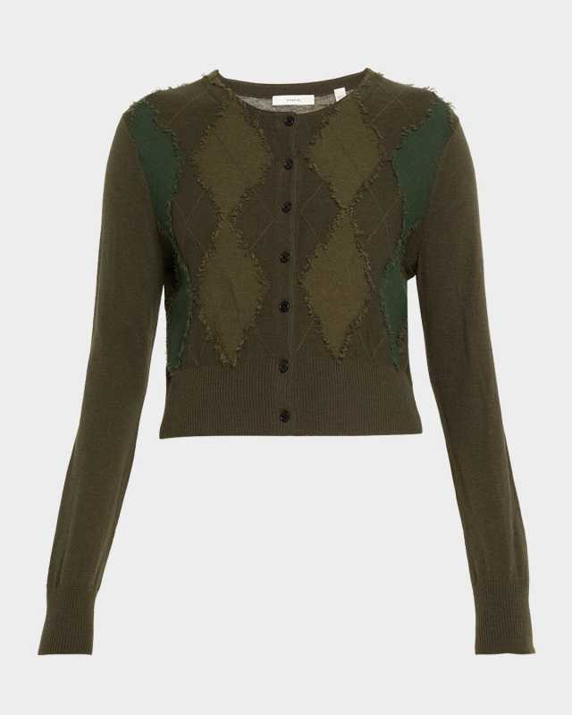 Cashmere and Wool Argyle Cardigan